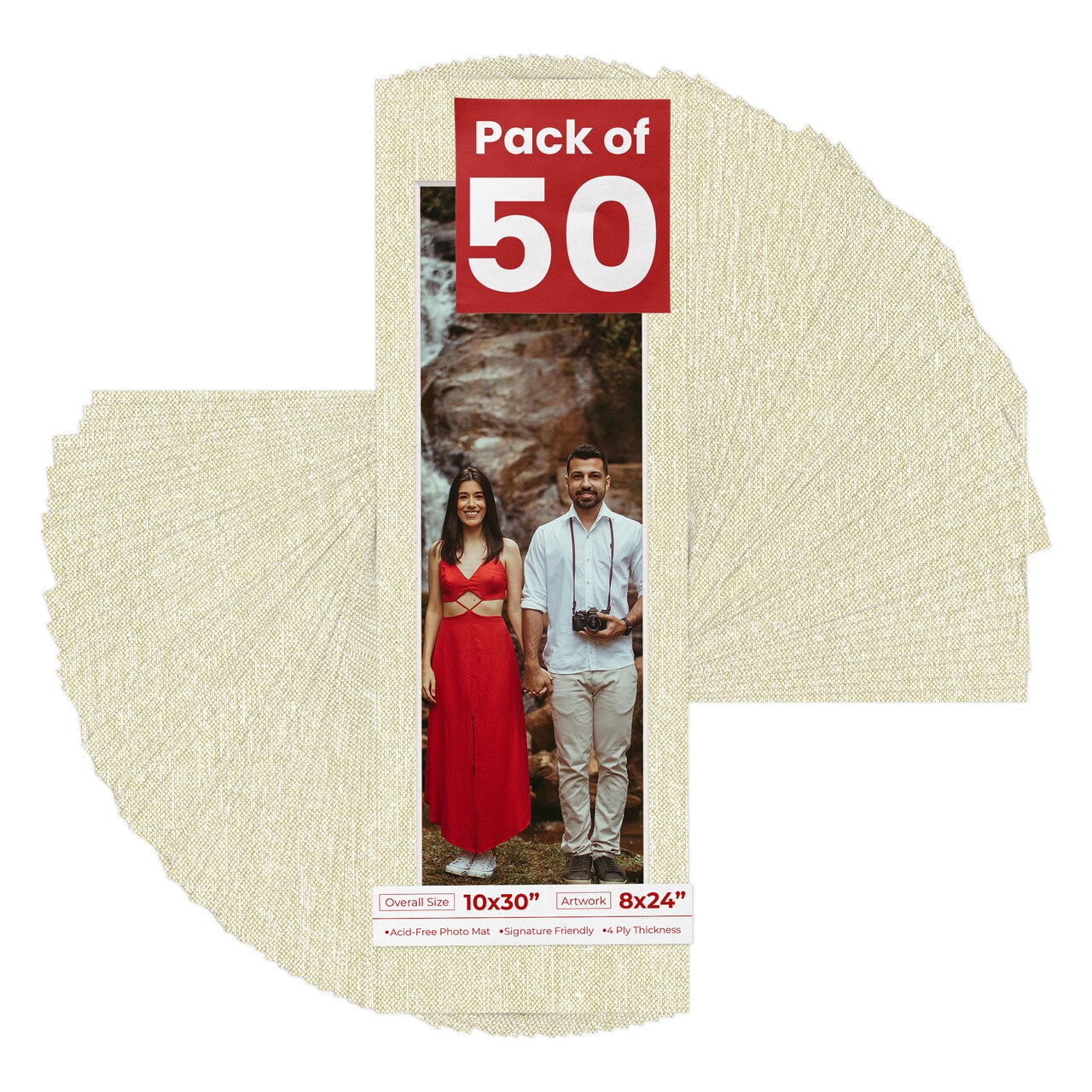 Off White Canvas Mat Board for 10x30 Frames - Fits 8x24 Photos